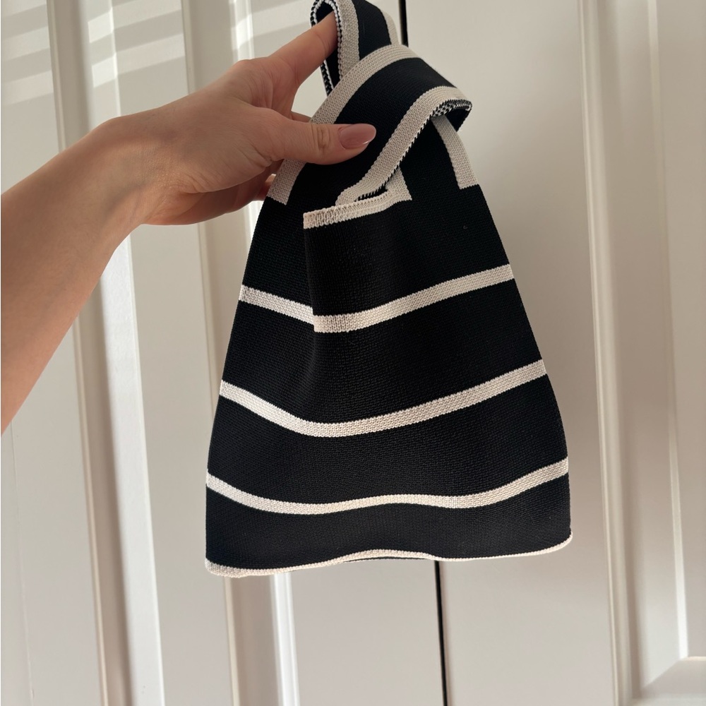 Black and White Striped Women's Bag - Picture 2 of 6